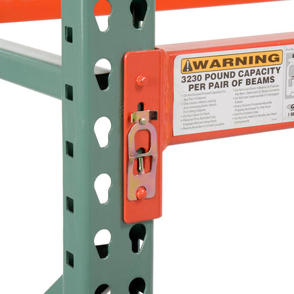 Global Industrial Teardrop Pallet Rack Add-On Unit, 144"W X 48"D X 96"H, 5970 lbs Shelf Capacity, Steel Construction, Orange & Green, For Industrial Storage
