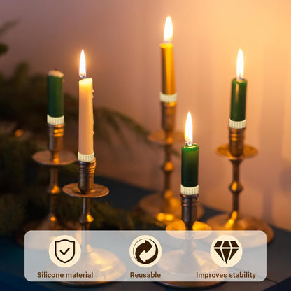 Skiennix 20 Pcs Rubber Candle Huggers - Secure Taper Candle Grips for Stability & Support