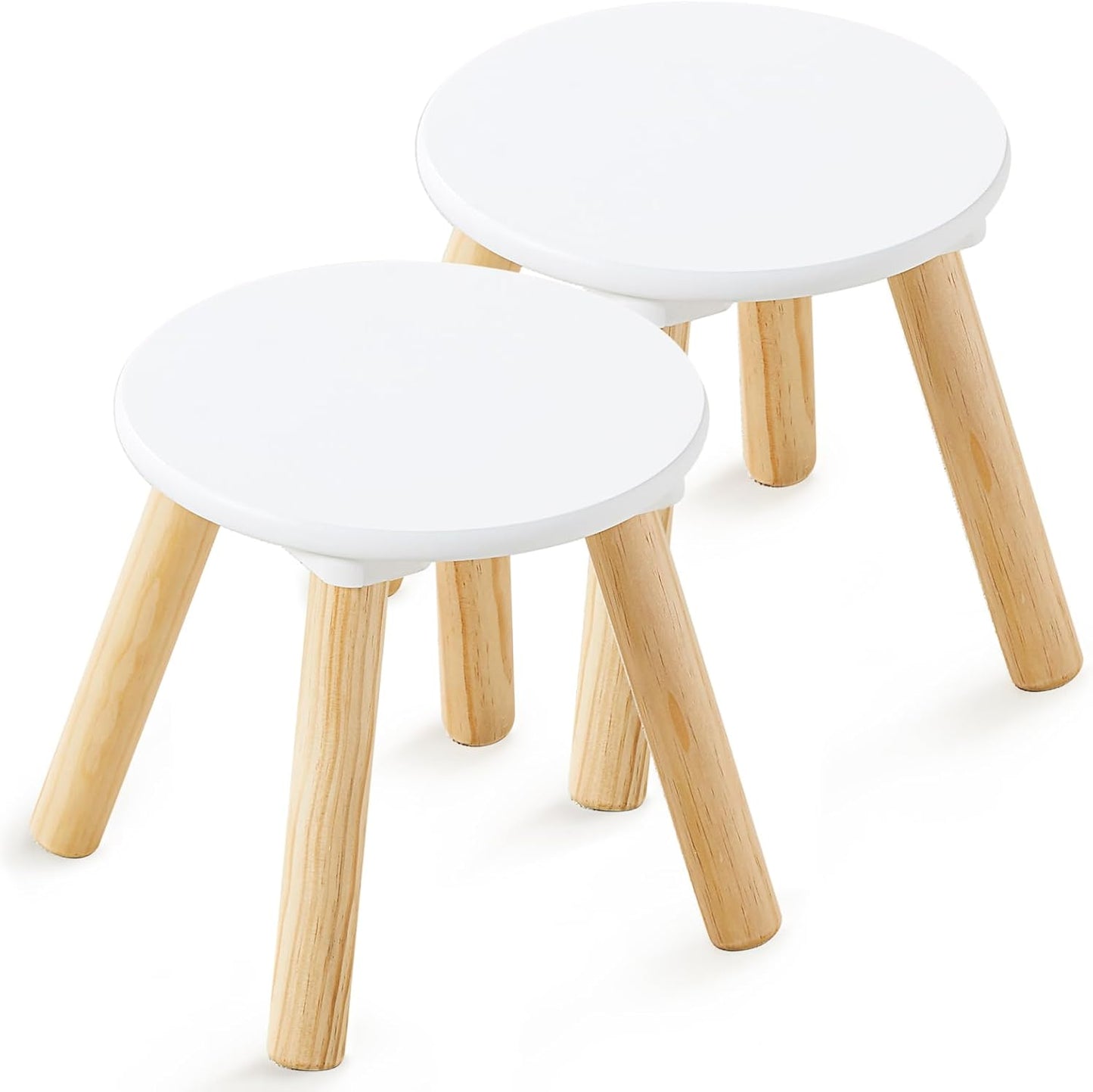 9 Inch 2 pack Beright Wooden Step Stool for Kids, Children's Stool Perfect Matched Sensory Table, Sturdy Sitting Stool