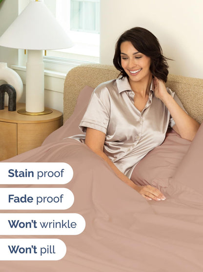 Skiennix Extra Deep Cal King Sheet Set - 6 Piece Breathable Cooling Bedding - Soft Wrinkle-Free Mauve