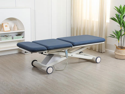 Demixson Electric Hi-Lo Physical Therapy Table, 3 Motor Medical Treatment Bed, 18”–76.3” Height, 600lb Capacity, Reversible Head, Locking Casters(Navy Blue)