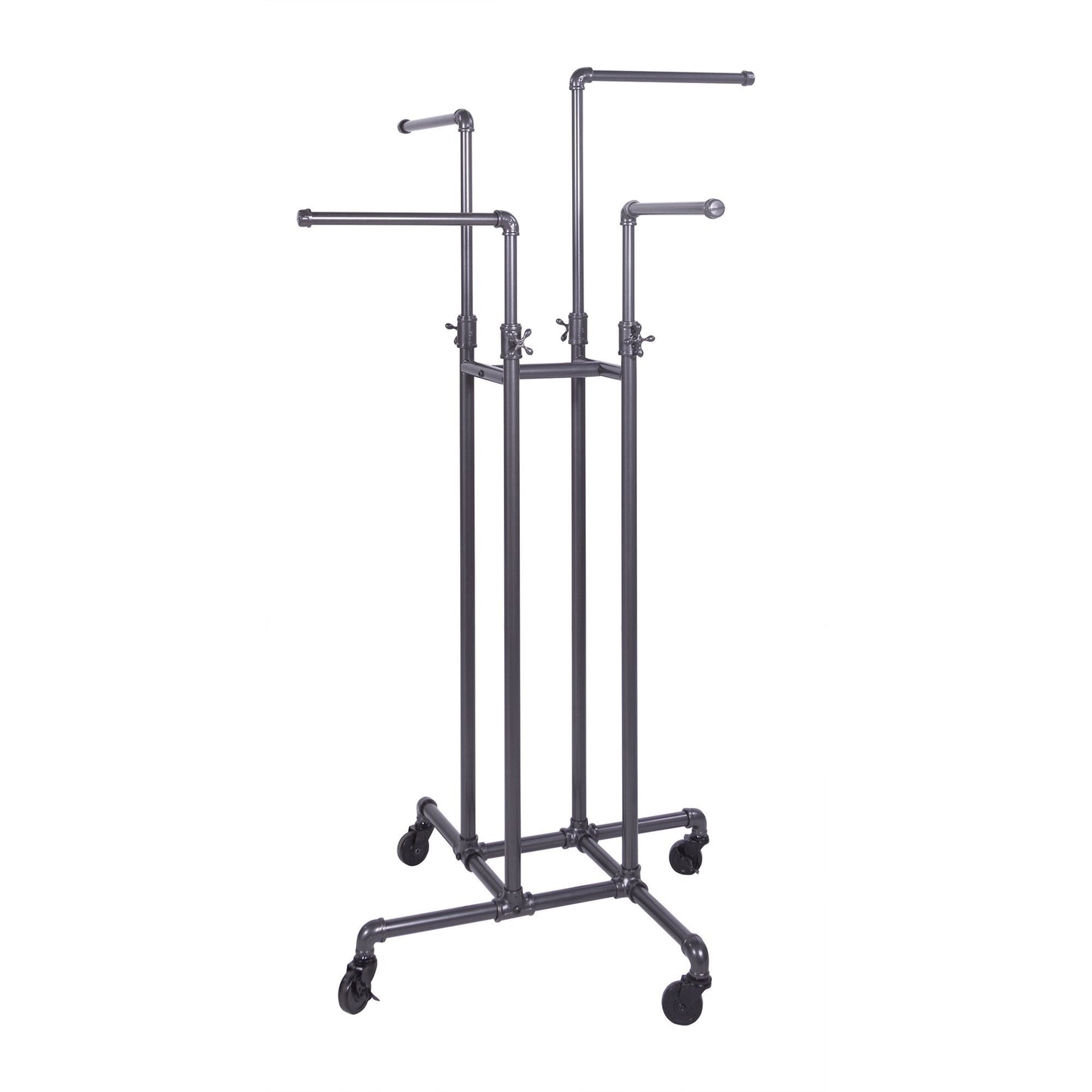 Clothing Rack Econoco - Heavy Duty Pipeline Adjustable, 4 Way Rack, Plumbing Pipe Clothes Rack, Anthracite Grey