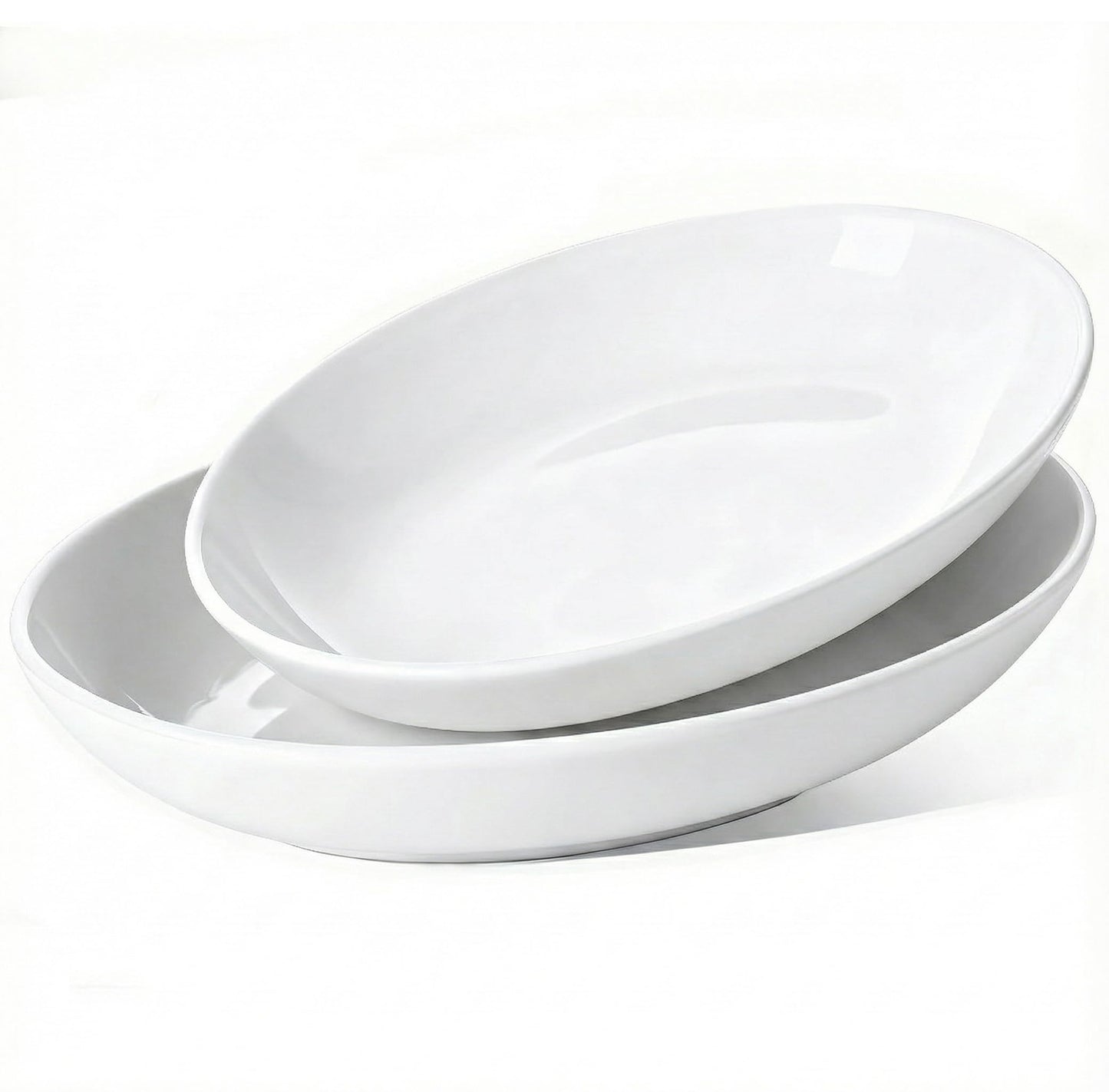 Gacoree Oval Serving Platters Set of 2 (14" & 12"), Large Deep Ceramic Serving Dishes for Entertaining, Turkey, Fish, Salad, Oven Safe White Porcelain Serving Plates