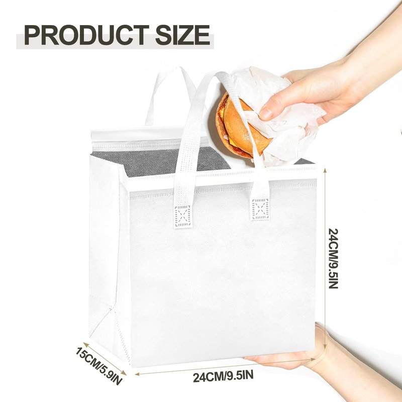 SAMORADREA 120 Pcs Insulated Take Out Bags Bulk in Thermal Insulation Lunch Bag for Hot Cold Food Coffee Milk Tea BBQ or Wedding Birthday Catering Restaurant Grocery Picnic Donation Gift Bag