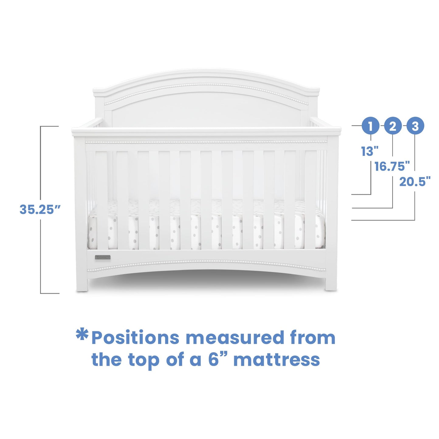 Simmons Kids SlumberTime Emma 4-in-1 Convertible Baby Crib N More - Greenguard Gold Certified, Bianca White