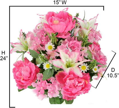 Admired By Nature Spring Bush Artificial Hydrangea Flowers - Pink-Lily
