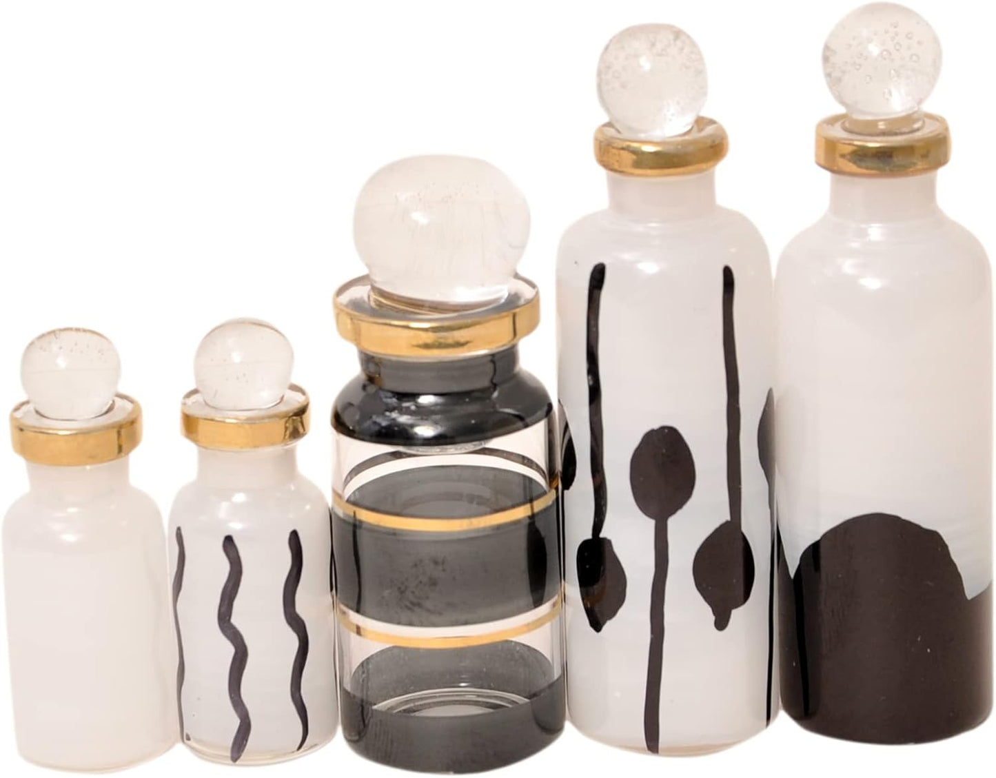 CraftsOfEgypt Genie Blown Empty Glass Mini Bottles Set of 20 Decorative Small Vials for Perfume, Essential Oils