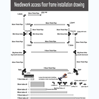 Adjustable Needlework Floor Frame, for Embroidery and Cross Stitch, Standing Craft Stand and Lap Table for Sewing and Art, Convenient Holder for DIY Projects.