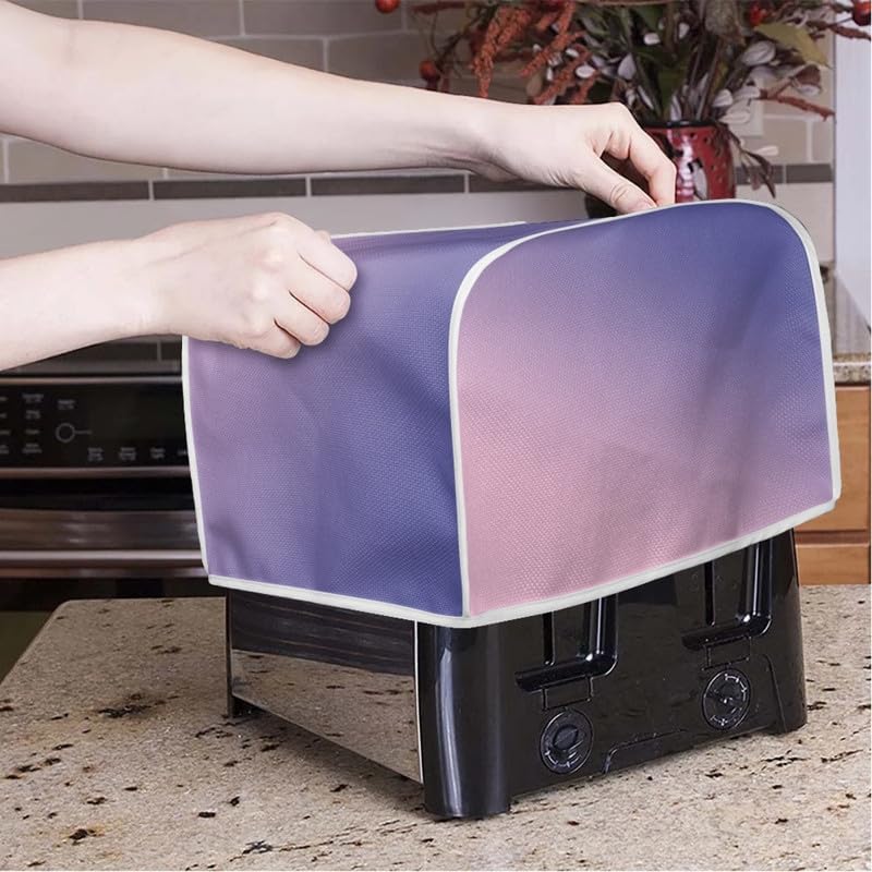 Toaster Cover 4 Slice, Wide Slot Machine Washable with Hang Loop (16x16"), Purple, 2PCS