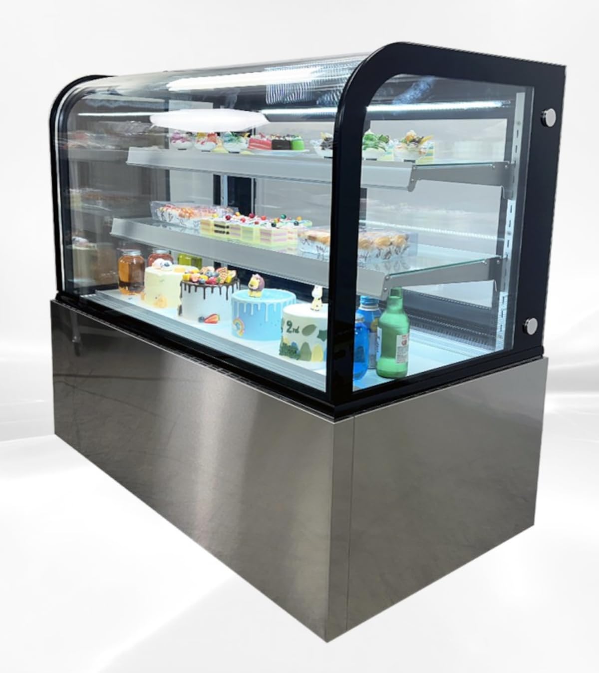 Refrigerated Bakery Display Cooler Case for Pastry Deli Curved 48" Wide Cooler Glass Display Curve Case Refrigerator - Commercial NSF UL ETL CW-370R
