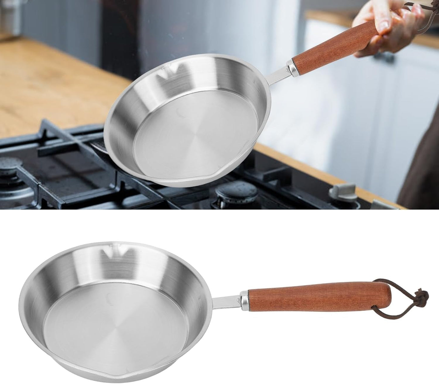 Mini Egg Pan, Stainless Steel Fry Pan, Single Serve Omelet Pan, Small Skillet for Eggs & Pancakes (12cm)