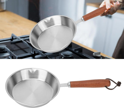 Mini Egg Pan, Stainless Steel Fry Pan, Single Serve Omelet Pan, Small Skillet for Eggs & Pancakes (12cm)