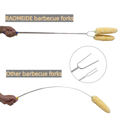 RAOMEIDE 32" Heavy Duty Hot Dog Roasting Sticks for Campfire, Smores Sticks for Fire Pit Long, Marshmallows Skewers (2 Pack)