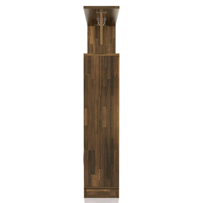 24/7 Shop at Home Arlo Transitional Multi-Storage Wood Wine Cabinet with Stemware Racks for Kitchen Dining Room, Bar, 69", Light Hickory Brown