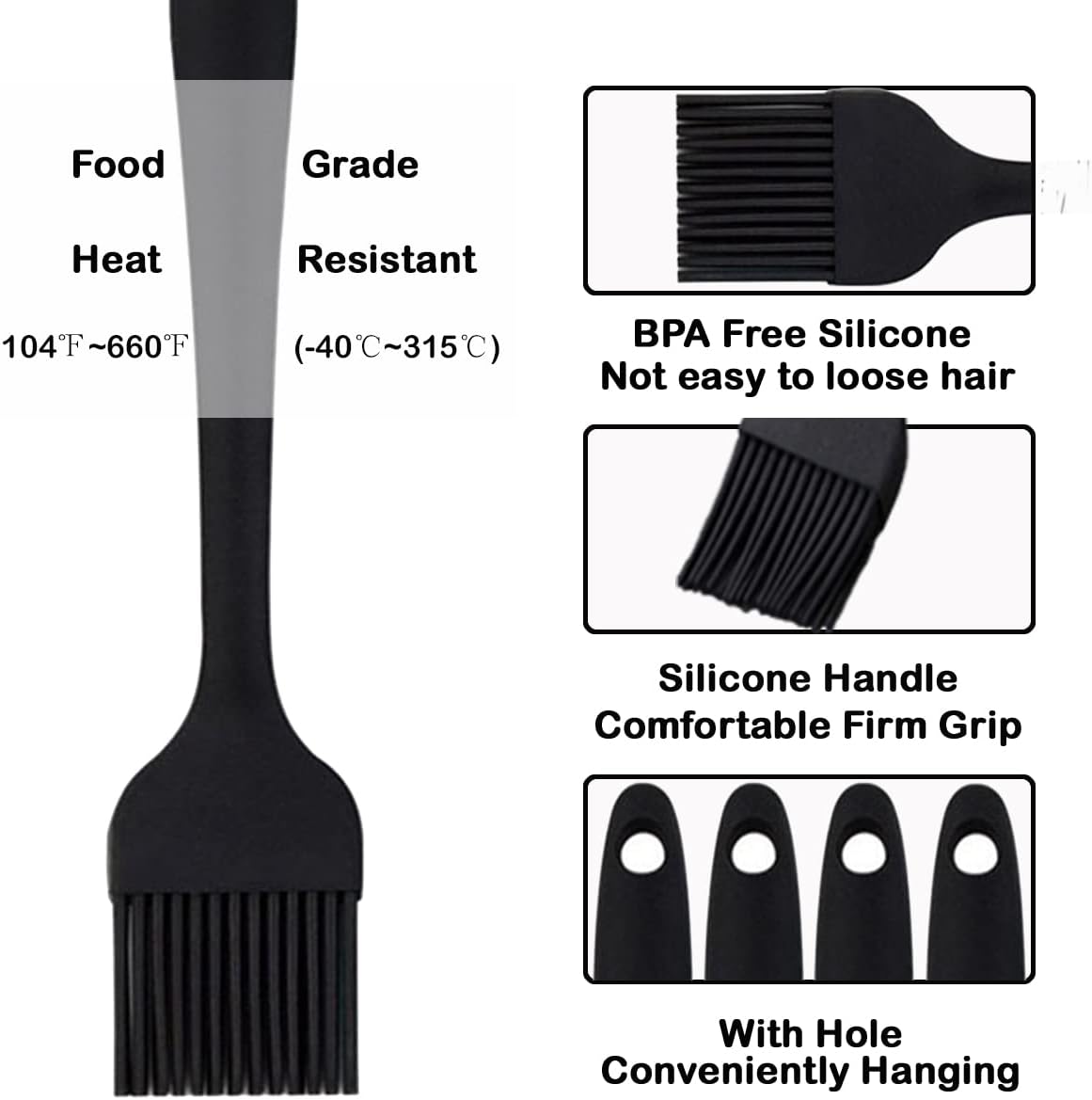 Pastry Brush - Silicone Basting Brush for Cooking, Heat Resistant Food Grade Silicone for BBQ, Grill Baking