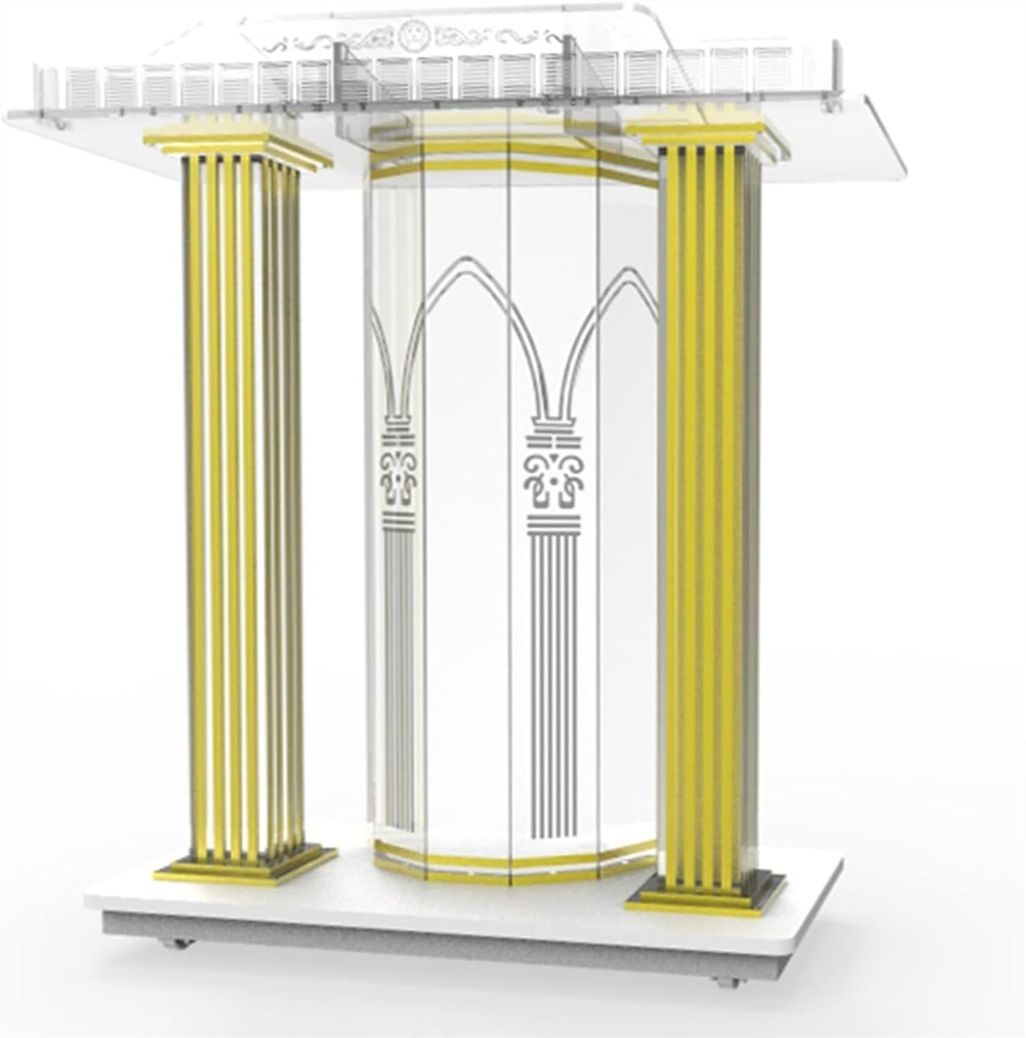 BTZHY Lectern Podium Stand, Acrylic Rolling Luxury Vertical Podium Stage Host with Casters Rolling Podium for Church, Wedding, School