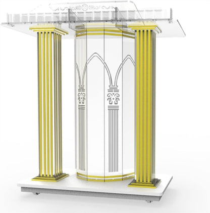 BTZHY Lectern Podium Stand, Acrylic Rolling Luxury Vertical Podium Stage Host with Casters Rolling Podium for Church, Wedding, School