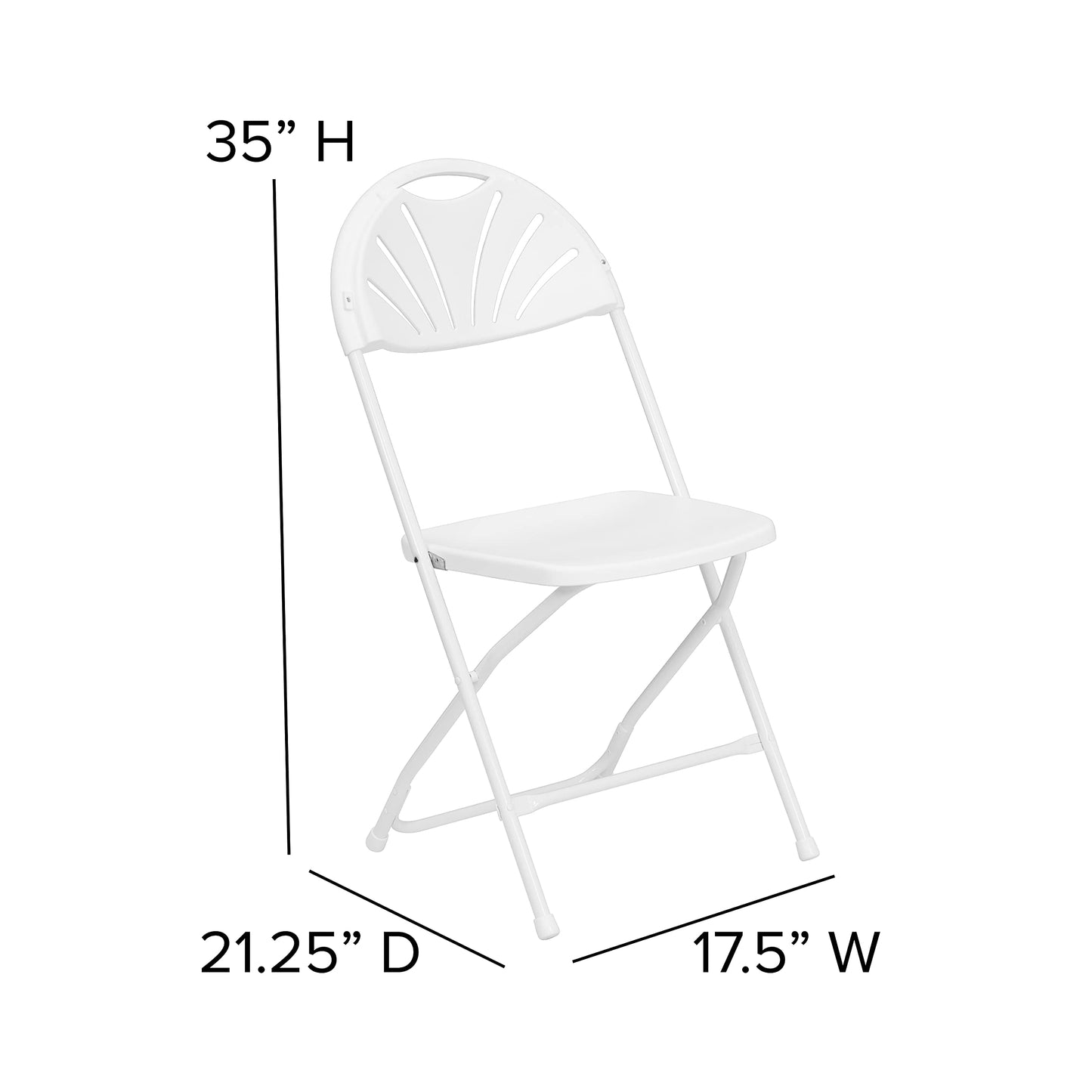 BizChair 8 Pack 650 lb. Capacity White Plastic Fan Back Folding Chair