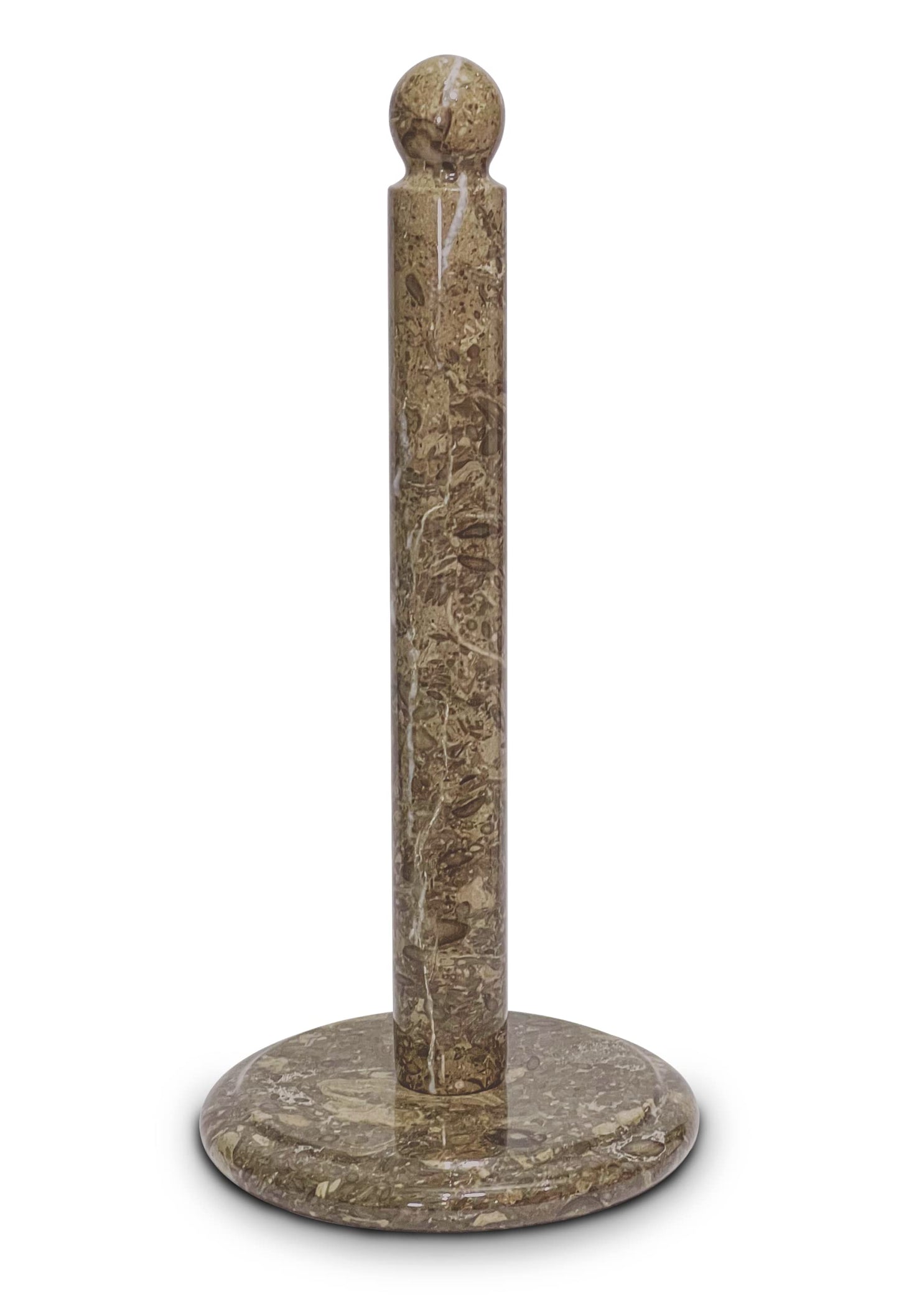 TheWolfard Handmade Fossil Grey Marble Paper Towel Holder – Natural Stone Stand with Subtle Fossil Patterns – Luxury Countertop Decor for Kitchen & Bathroom – Elegant Gift Idea