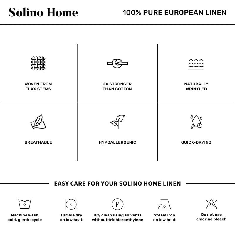 Solino Home Linen Cloth Placemats Set of 6-100% Pure Linen Hemstitch Black Placemats 14 x 19 Inch - Sonoma Hemstitch Table Place Mats for Mothers Day