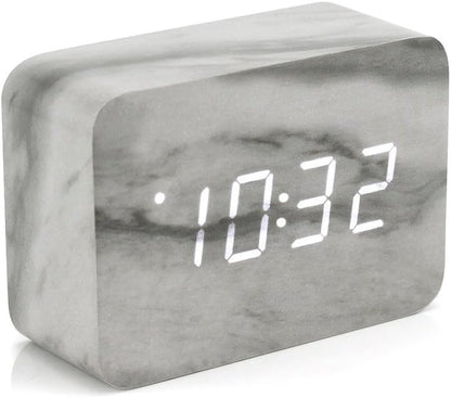 OCT17 Marble Pattern Alarm Clock, Multi-Function LED Digital Clock with USB Power Supply