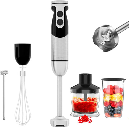 MegaWise Handheld Blender, 12-Speed Stainless Steel Electric Immersion Blender, 5 in 1, Titanium Blades, 600ml Beaker,