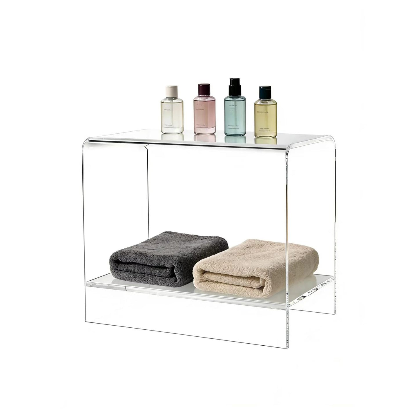 GETCK 21" Acrylic Shower Stool with Storage Shelf - Waterproof Bath Bench for Spa & Shower, Heavy-Duty Seating (Holds 400lbs) - Ideal for Shaving Legs & Organizing Items