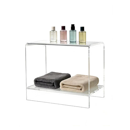 GETCK 21" Acrylic Shower Stool with Storage Shelf - Waterproof Bath Bench for Spa & Shower, Heavy-Duty Seating (Holds 400lbs) - Ideal for Shaving Legs & Organizing Items