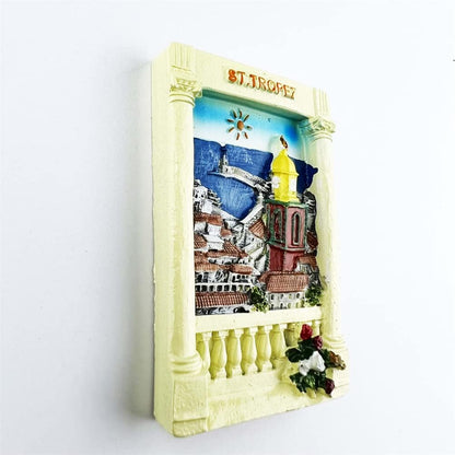 Saint-Tropez France Refrigerator Magnet, 3D Hand Painted Craft Travel Souvenir Fridge Decoration