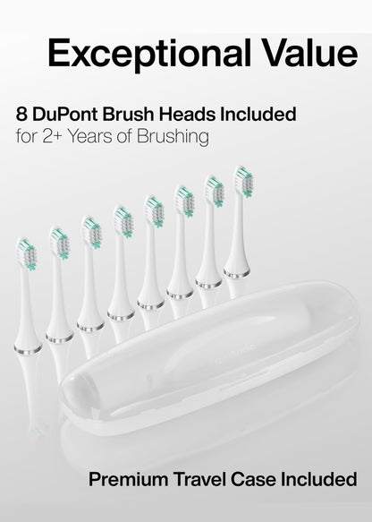 Aquasonic Vibe Series Ultra-Whitening Toothbrush – ADA Accepted Electric Toothbrush - 8 Brush Heads & Travel Case – 40,000 VPM Motor & Wireless Charging - 4 Modes w Smart Timer – Satin Rose Gold