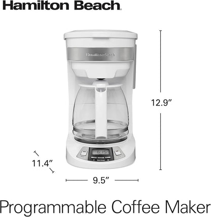 12 Programmable (46294J) Hamilton Beach Cup Drip Coffee Maker Machine, Regular & Bold Brew Options, Auto Pause