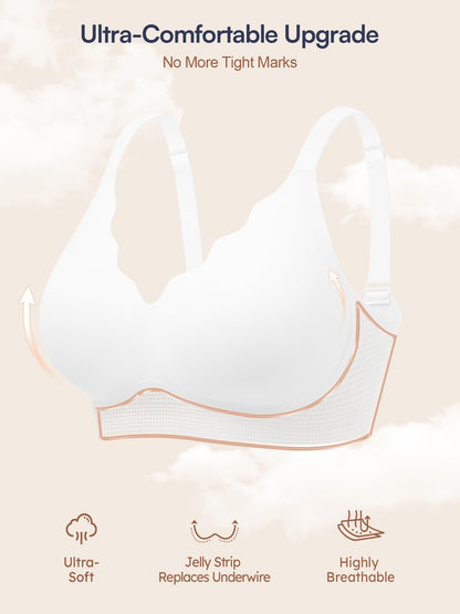 Wireless Jelly Bras for Women No Underwire with Support - S-2XL Seamless Bralettes Everyday Comfort Tshirt Padded Bra