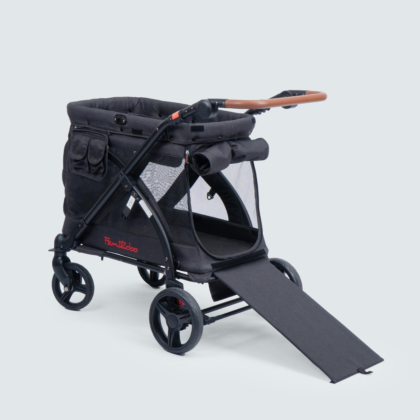 Familidoo Multi-Use Wagon Chariot Stroller, Stable, Removable Seat, Removable Bassinet, Zipable Front and Rear Doors, Mesh Side Panels for Ventilation (Blue)
