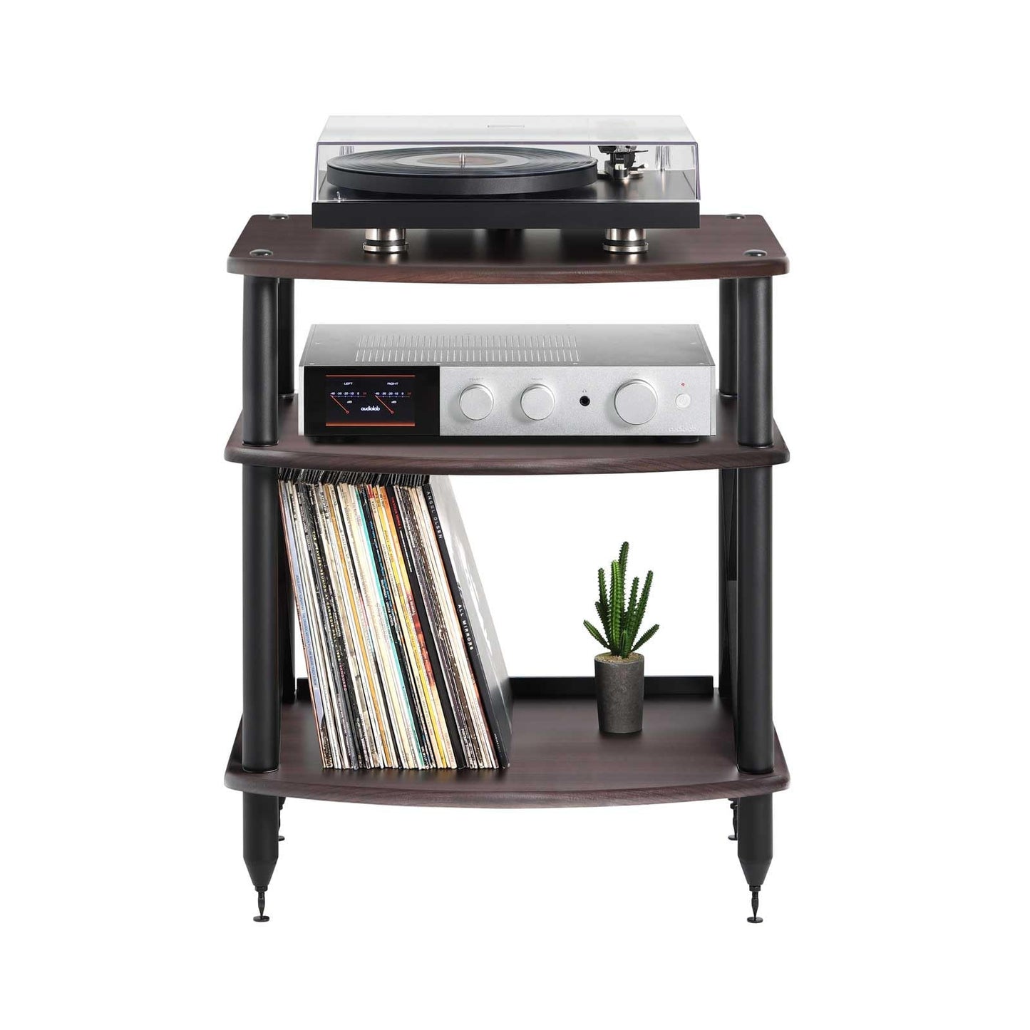 Pangea Audio Vulcan TT Turntable Stand with Vinyl Record Storage (Espresso)