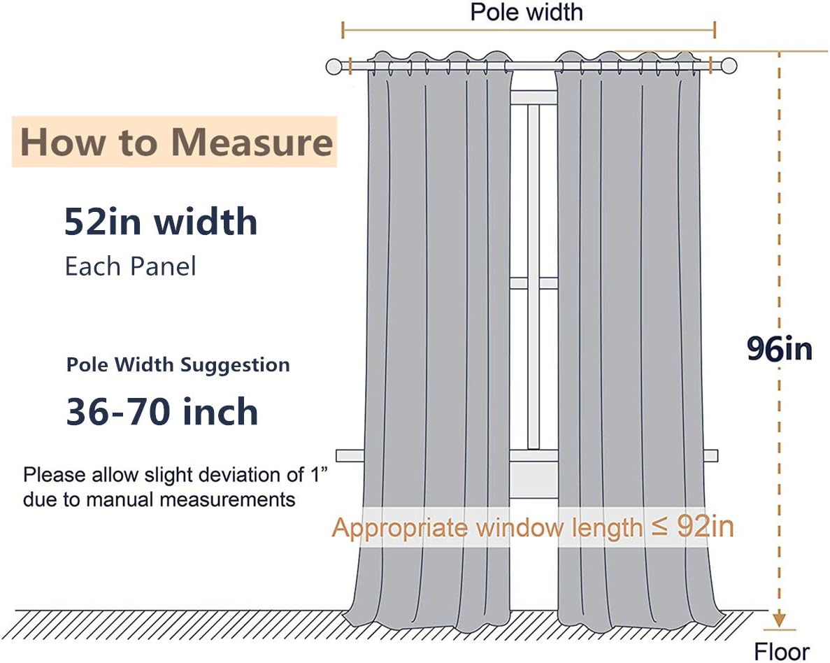 96 Inches Grommet 2 Set (W52 xL96, SINGINGLORY Luxury Velvet Curtains Long,Super Soft Room Darkening Thermal Insulated