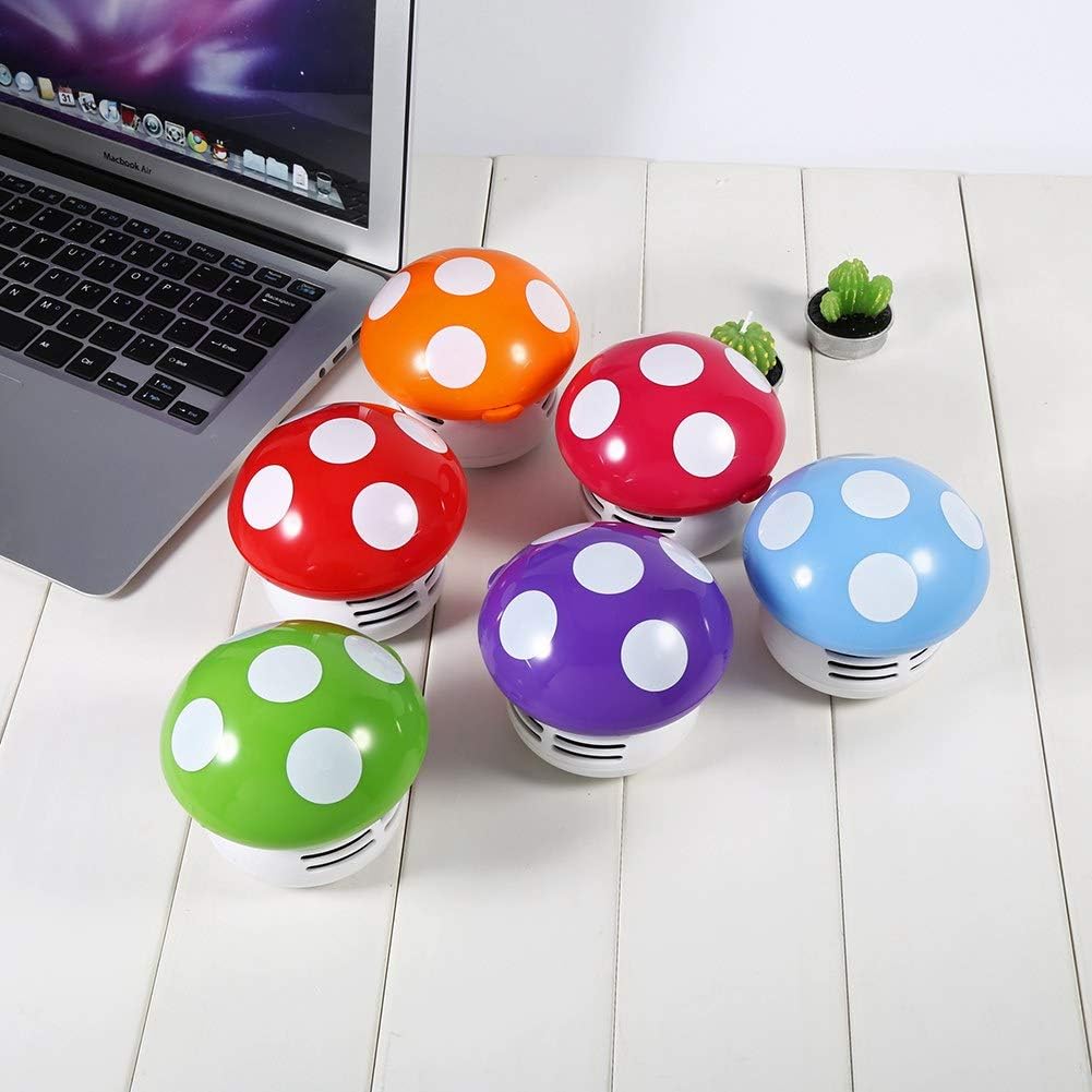 TOPINCN Mushroom Desktop Vacuum Cleaner, Cute Mini Mushroom Shape Dust Vacuum for Home, School, and Office (Red)