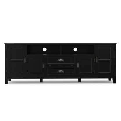 SIMPLIHOME Burlington TV Stand - 72 inch Wide Solid Wood Media Console in Black, Transitional Entertainment Center for Living Room for TVs up to 80 Inches with Cabinets and Cord Management
