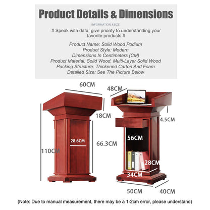 Acrylic Pulpit Luxury Podium in Wood, Thicken s s for Churches with Drawer, Wide Reading Surface Reception Restaurant Podium for Hotels, Seminars, Weddings and Classrooms (Black)