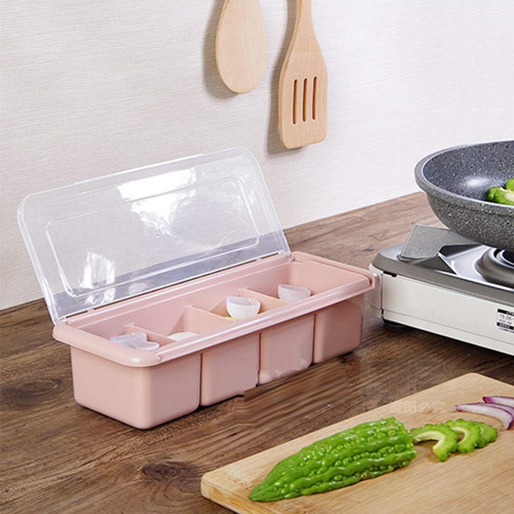 Yosoo 4 Compartments Seasoning Box Spice Rack Organizer, 11.42 * 4.53 * 2.76in Container