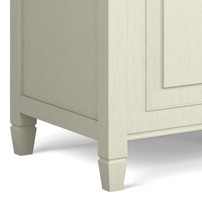 SIMPLIHOME Connaught Storage Bench - 51 inch Wide Solid Wood Trunk Bench in Antique White, Traditional Bench for Entryway with Lift-Up Lid and 3 Hidden Compartments