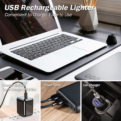 Electric Candle Lighter - Rechargeable USB Arc Windproof Flameless Plasma Lighter With Long Stick, Rope and Ring - No Butane Fluid - Perfect for BBQ, Camping, Kitchen Stove - Pink