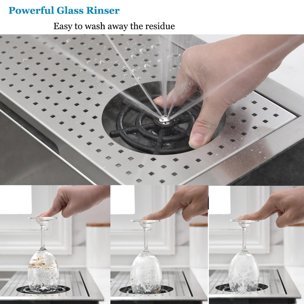 33 Inch Undermount Kitchen Sink with Glass Rinser -Bokaiya 33x19 Stainless Steel Kitchen Sinks Undermount Workstation Sink 16 Gauge Multifunctional Single Bowl Deep Kitchen Sink with Cutting Board