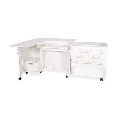 Arrow K8411 Wallaby Kangaroo Sewing, Cutting, Quilting, Crafting Cabinet and Table, Includes Storage and Airlift, Portable with Wheels White Ash Finish