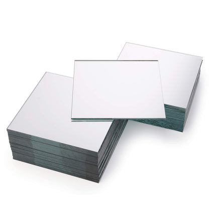 Suwimut 50 Pack Square Glass Mirror Tiles, 4x4 Inch Small Decorative Glass Mirror Squares Bulk for Table Centerpieces, Crafts, Wall, Mosaics, DIY Home Projects, Decorations