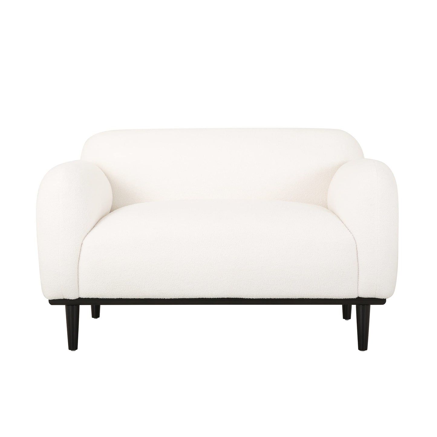 Christopher Knight Home 50" Bouclé Fabric Loveseat Sofa, Modern Upholstered Accent Chair with Armrest & Solid Wood Legs, Deep Seat Oversized Comfy Couch Reading Chair for Living Room Apartment, White