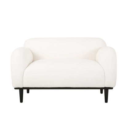 Christopher Knight Home 50" Bouclé Fabric Loveseat Sofa, Modern Upholstered Accent Chair with Armrest & Solid Wood Legs, Deep Seat Oversized Comfy Couch Reading Chair for Living Room Apartment, White