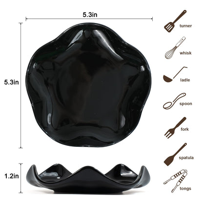 Spoon Rest for Stove Top, 5.3 Inch Ceramic Spoon Holder for Kitchen Counter, Coffee Ladle Holder, Utensil Rest for Cooking, Housewarming Gifts (2 pack black)