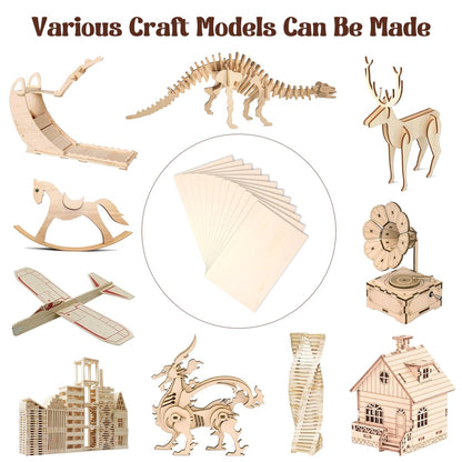 Philorn Basswood Sheets 12" x 8" x 1/10 Inch, 12 Pack Plywood Sheets 2.5mm Unfinished for Laser Cutting and Engraving, Crafts, Architectural Models Making, Wood Burning, Staining