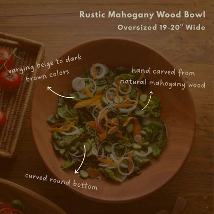 Rustic Wood Bowls for Serving Salads (Oversized (19-20"))