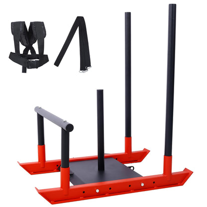Heavy-Duty Weight Sled - Black+Red Steel Fitness Training Equipment for Strength & Speed